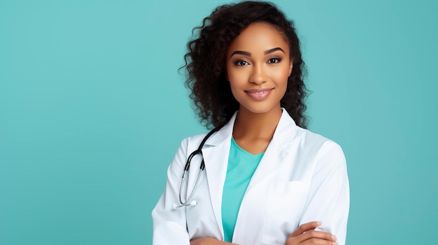 Young african american doctor woman over isolated background with a happy and cool smile on face