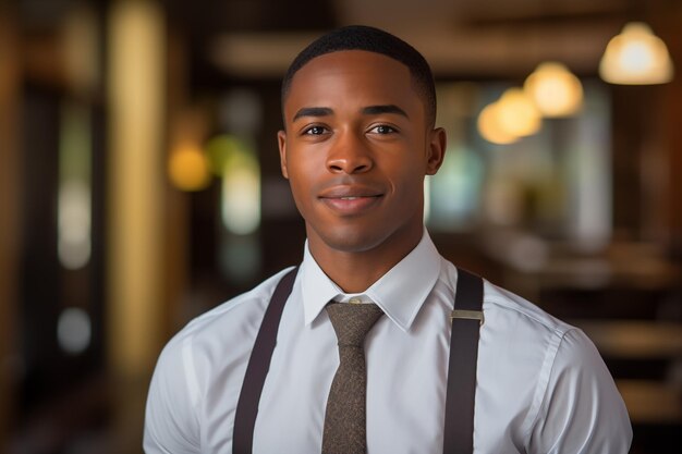 Young African American man in business uniform