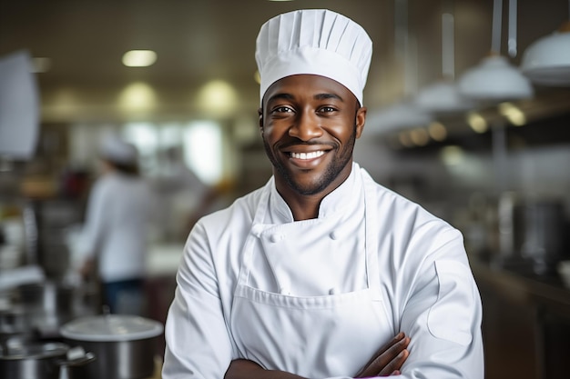 Young African American man in chef uniform