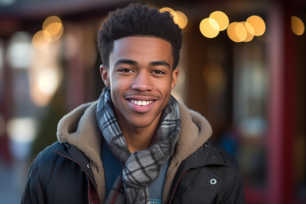 Young African American man at outdoors