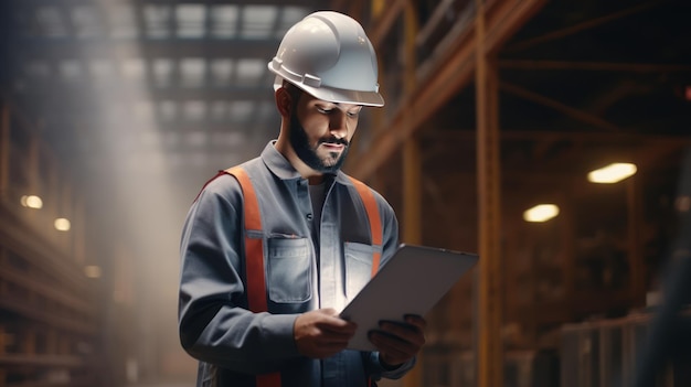 Photo young african american man specialist with a digital tablet