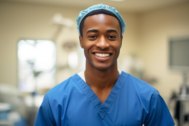 Photo young african american man with doctor uniform