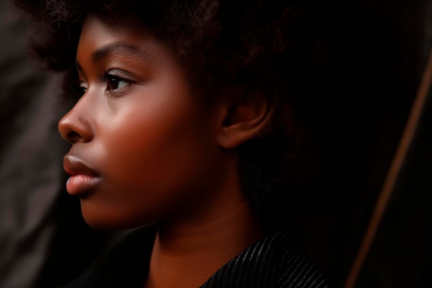 Young African American in profile with natural hair