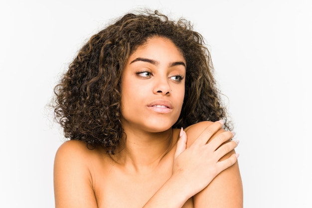 Young african american woman face closeup