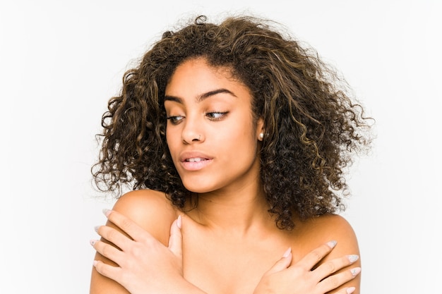 Young african american woman face closeup