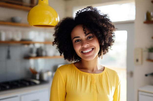 Young African American woman at home