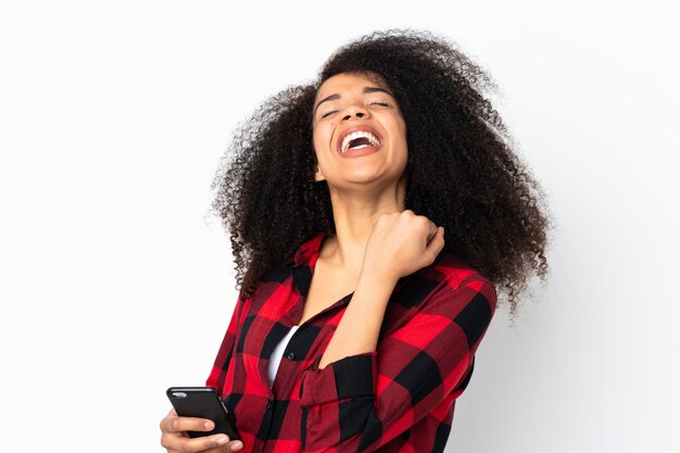 Young african american woman over isolated