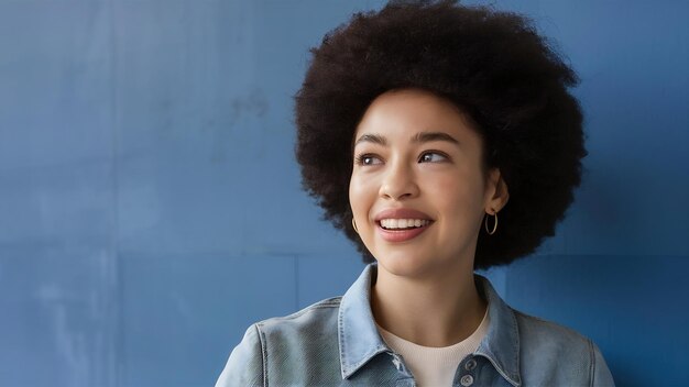 Young african american woman smiling and looking away