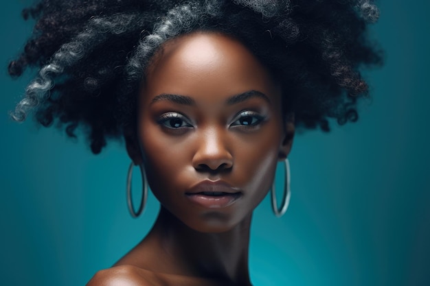 Young African American woman with beautiful facial skin