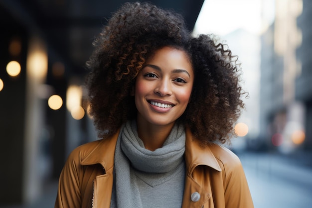 巻き毛を持つ若いアフリカ系アメリカ人女性