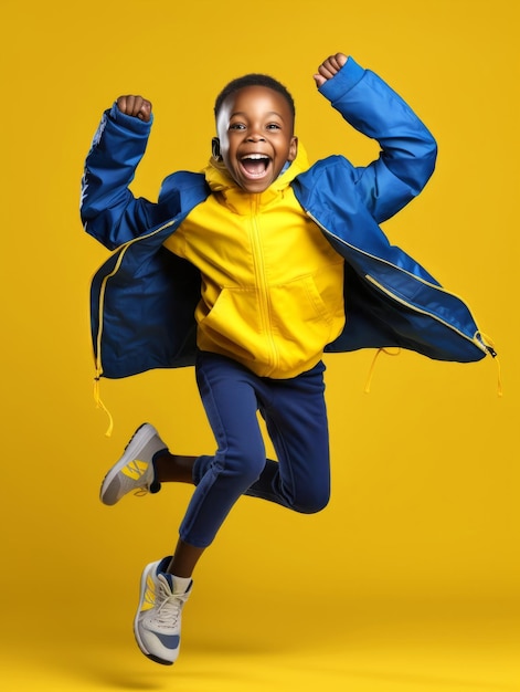 Photo young african kid dressed in sportswear clearly active and full of energy