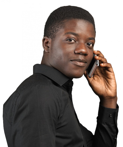 Young African Man With Cell Phone