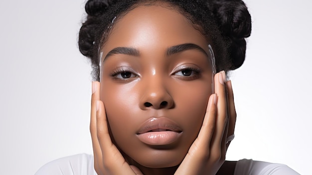 Young african woman applying moisturiser against a clean background