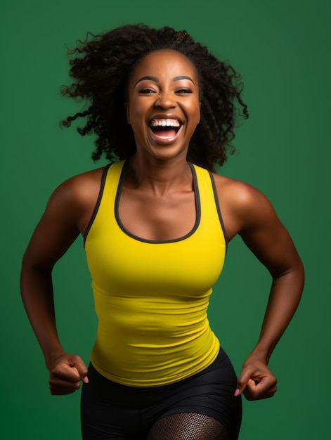 Young african woman dressed in sportswear clearly active and full of energy