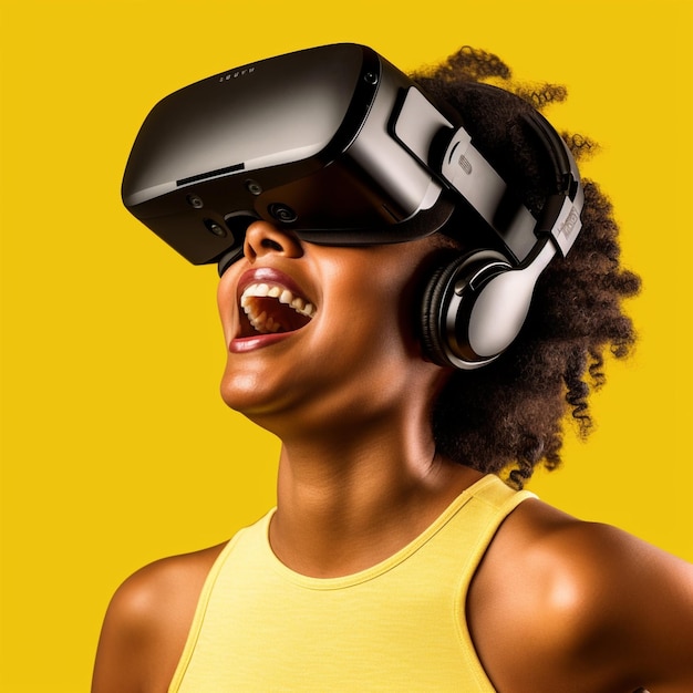 제너레이티브 AI 기술로 만든 VR 안경을 쓴 젊은 아프리카 여성