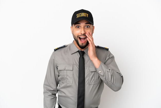 Young arab man isolated on white background with surprise and shocked facial expression