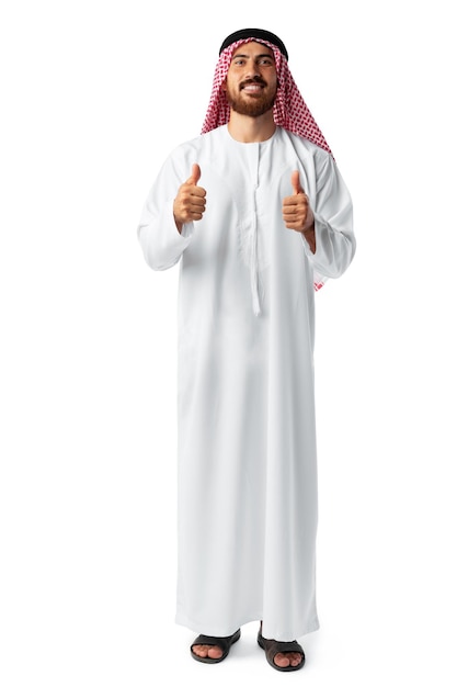 Premium Photo | Young arab man showing ok sign and smiling isolated on ...