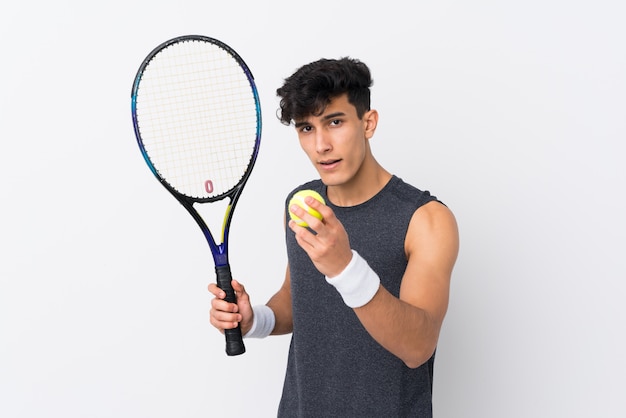 Young Argentinian man playing tennis