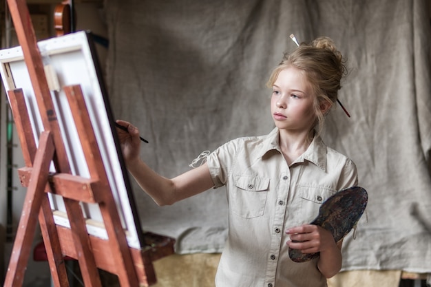 Young artist painting