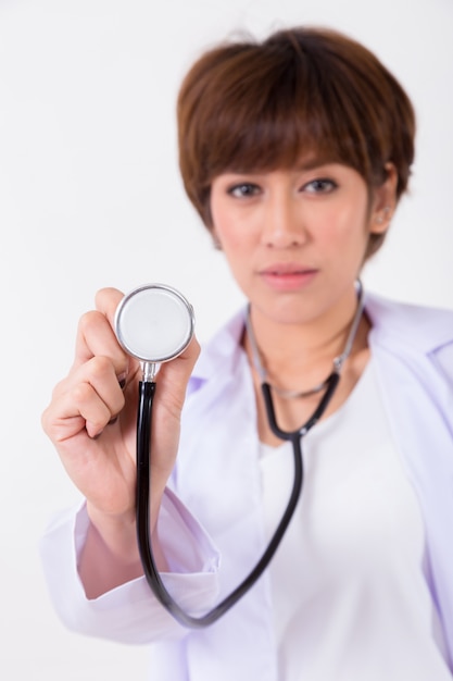 Young Asia Doctor with stethoscope. Concept for healthy