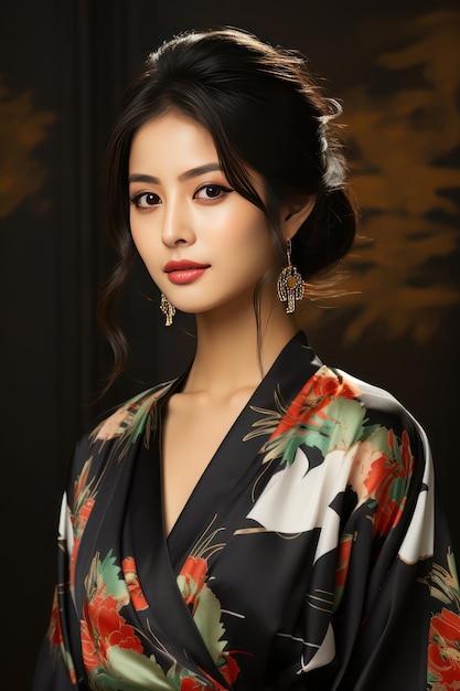 young asian beauty japonese style florish yakata