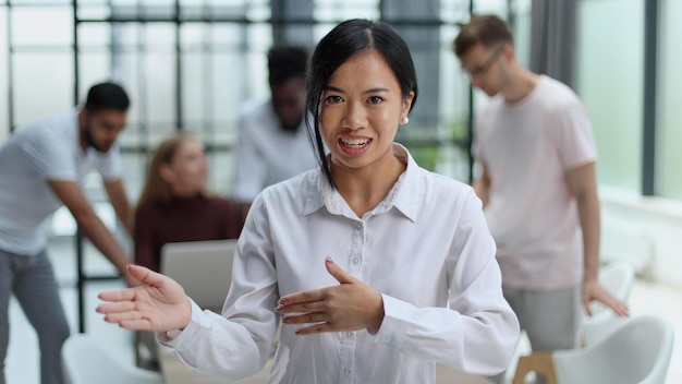 Young asian business lady in white shirt