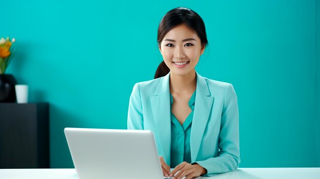 young asian business woman working in office generative ai illustrator