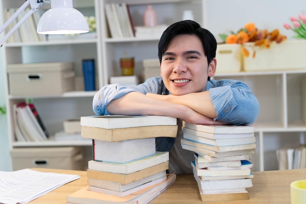 Young Asian businessman working at home