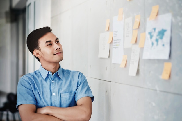 Young Asian Businessman Working in Office Meeting Room