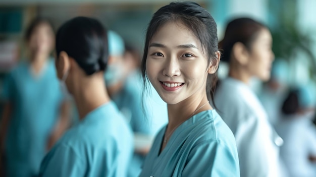 Young asian essencial workers Nursing care Caregivers