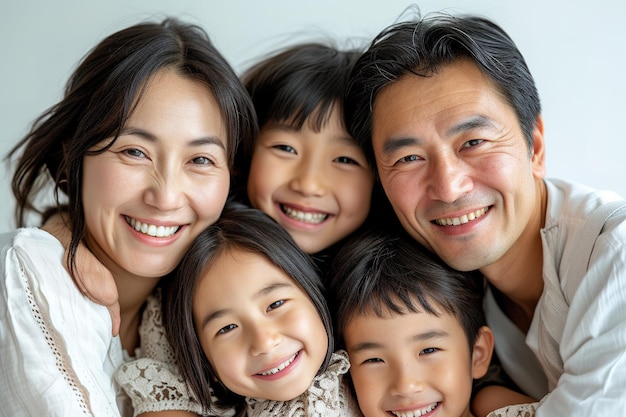 Young asian family enjoying together posing in front of camera