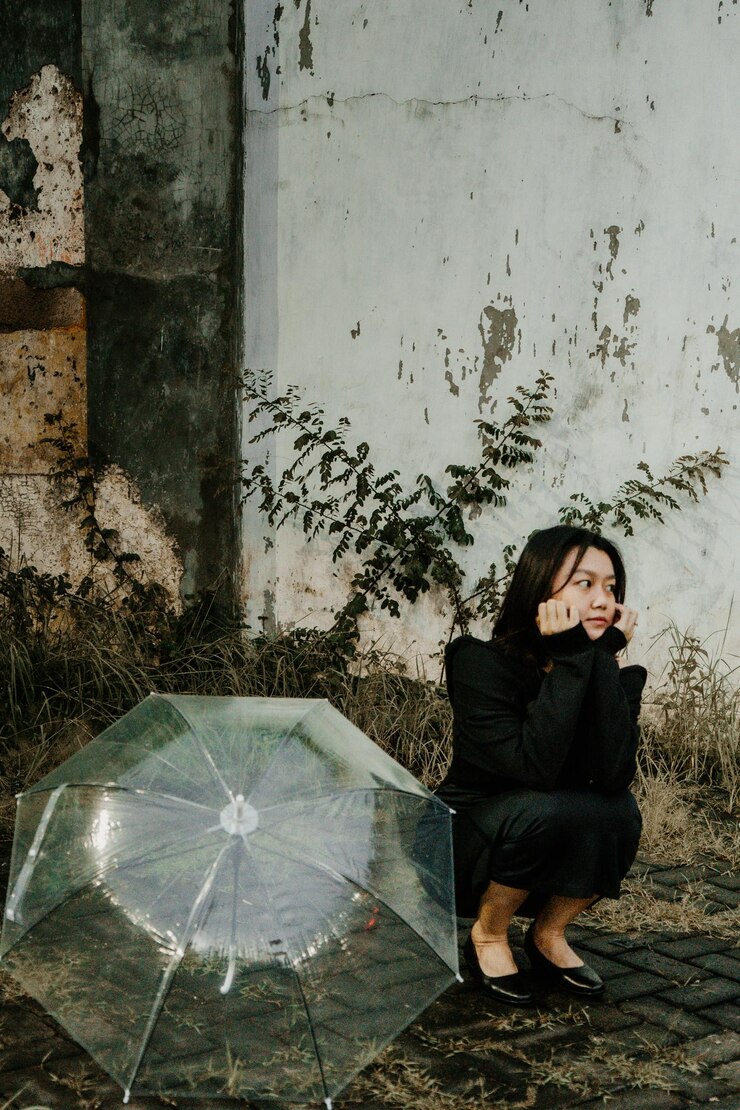 Young asian girl on a black dress