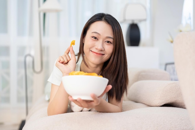 Young Asian girl at home