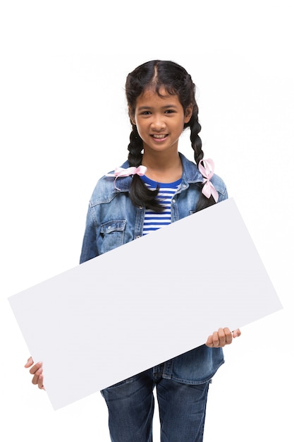 Young asian hand holding blank board