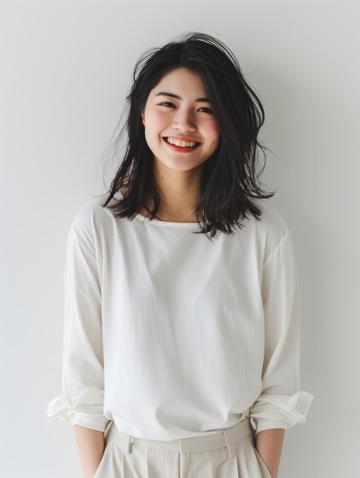 Photo 透明な背景のカジュアルウェアを着た若いアジア人女性