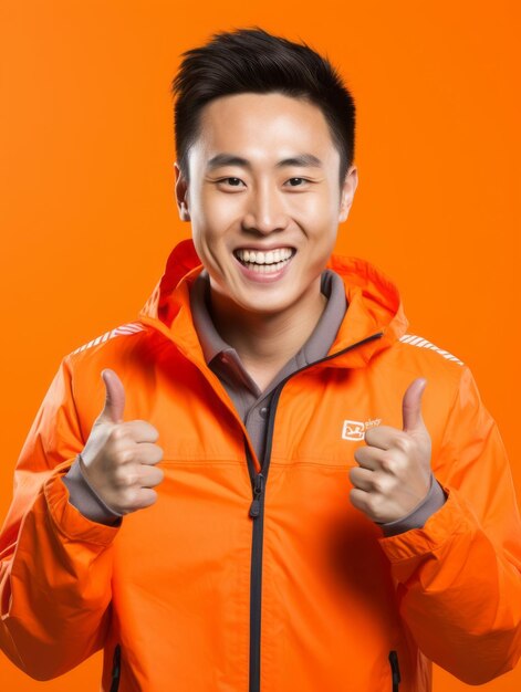 Young asian man dressed in sportswear clearly active and full of energy