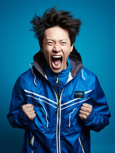 Young asian man dressed in sportswear clearly active and full of energy