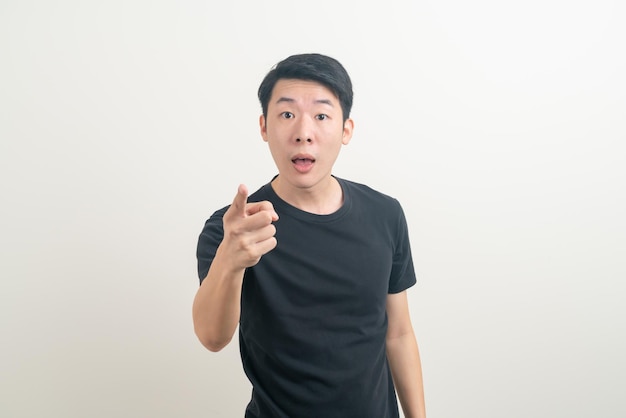 young Asian man with angry and mad face  on white background