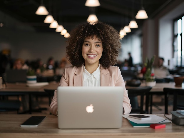 Photo young asian smiling business women with laptop looking at camera