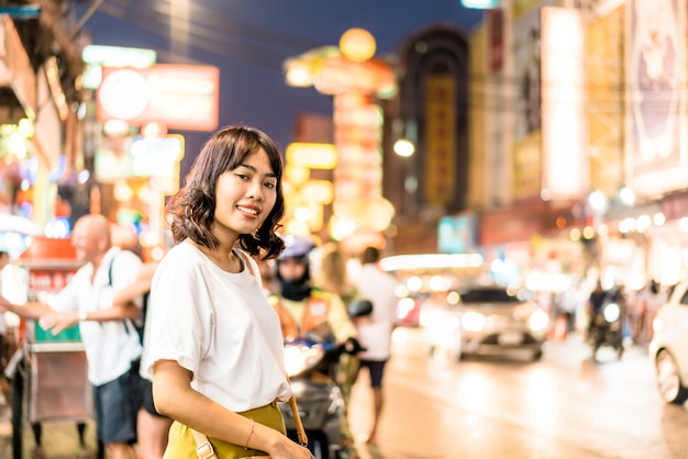 Young asian woman at Chinatown in Bangkok