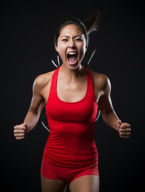 young asian woman dressed in sportswear clearly active and full of energy
