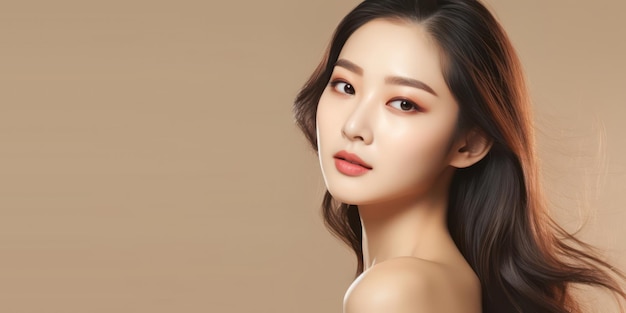 Молодая азиатка излучает естественную красоту макияжа