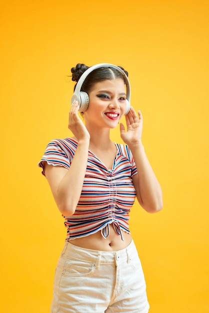 Young asian woman in headphones