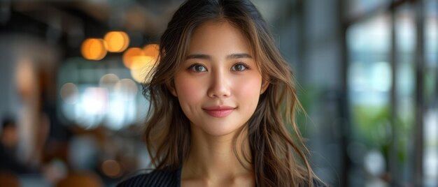 Молодая азиатская женщина-менеджер или продавец, использующая корпоративные технологии с цифровым планшетом в своем офисе, улыбается Портрет азиатской бизнесменки-лидера, использующей корпоративные технологии