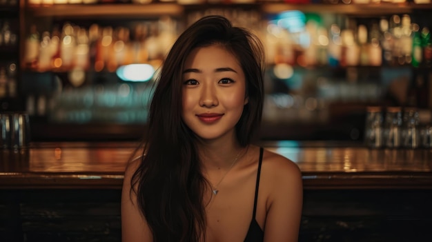 Young asian woman at at urban bar