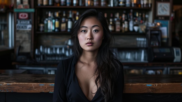 Young asian woman at at urban bar