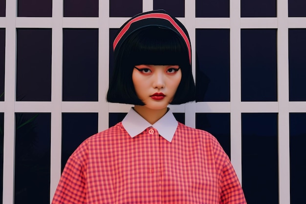 Photo young asian woman in vintage retro clothing