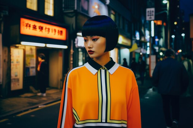 Photo young asian woman in vintage retro clothing