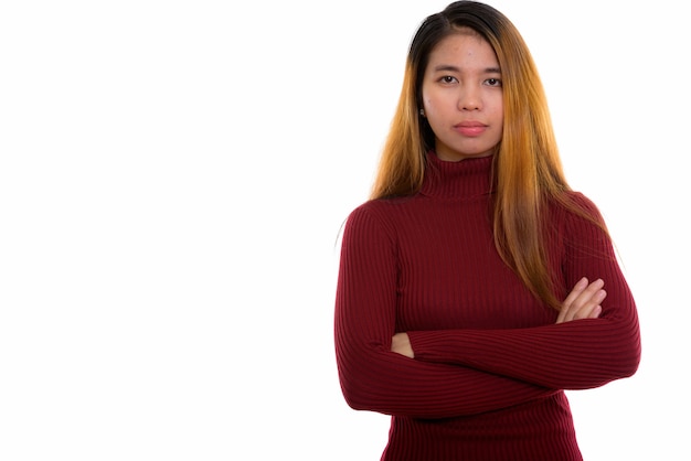 young Asian woman with turtleneck sweater