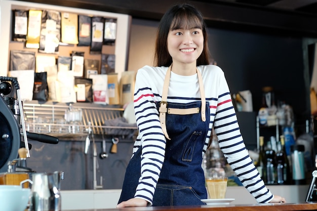 Young asian women, food and drink industry concept